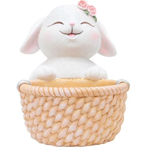 Kleiner Blumentopf, Tischdekoration, niedliche Tierfigur mit Abflussloch, Pflanzgefäß, Aufbewahrungsorganizer für den Schreibtisch, für drinnen-rabbit (1/5)