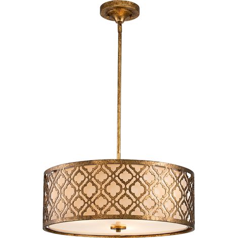 Elstead Arabella - Pendente Duo-Mount a soffitto rotondo grande a 3 luci oro, E27 (1/5)