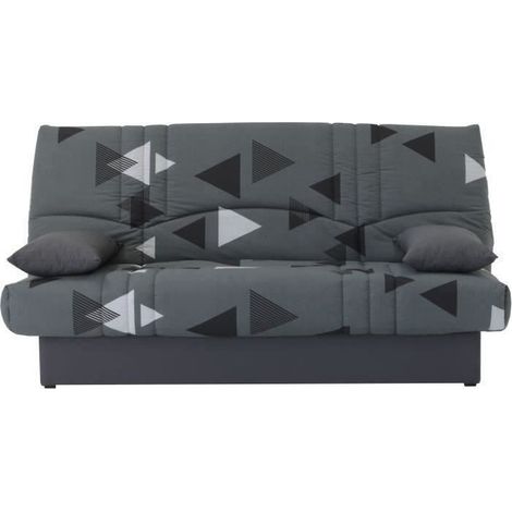 Les Tendances – Canapé convertible clic clac 3 places – Tissu coton gris – L 190 x P 92 cm – Housse surpiquée – Design contemporain (1/10)