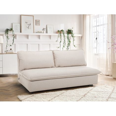 BOBOCHIC - Canapé droit convertible ouverture express ISADORA tissu chiné Beige (1/5)