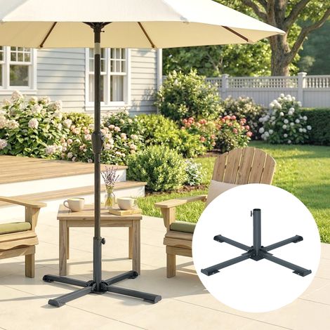 Pied de parasol pliable. diamètre du tube 38 et 48 mm. support en croix pour parasols. gris foncé
