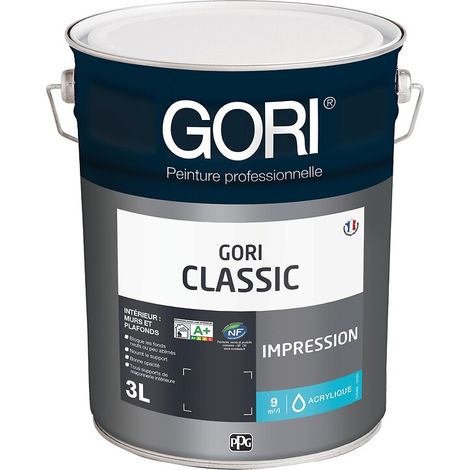 Peinture acrylique multisupports pour murs et plafonds Gori Classic Impression coloris blanc bidon de 3l - Gori