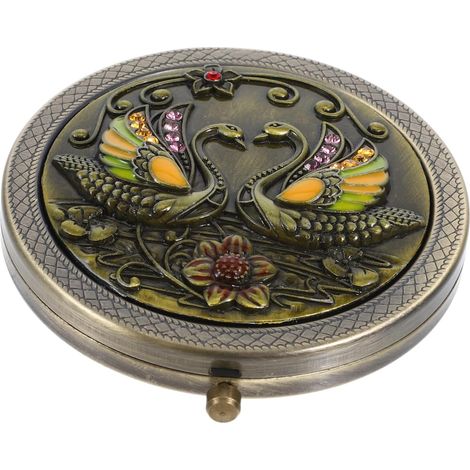 Mini Miroir de Poche Pliable Métal Double Face Réglable - Miroir Compact Vintage Maquillage Voyage Usage Quotidien (1/5)