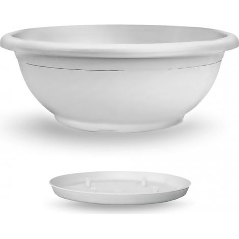 Ciotola Naxos con Sottovaso ad Incastro Bianco - 30 cm