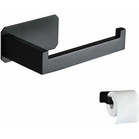 Porte-papier toilette mural original en acier inoxydable, sans perçage, noir (1/5)