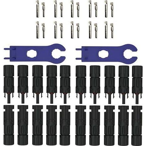 Fiche Mc4 - 6 Paires Mâle/Femelle - Câble Solaire 2,5 À 6 mm² - Étanchéité IP67 - Pour Installation Photovoltaïque - Lot de 12 Pièces (1/4)