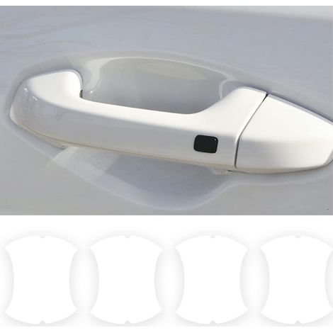 4PCS Autocollants Voiture Extérieur, Film de Protection Universel en Fibre de Carbone Anti-Rayures pour Poigné Porte Voiture, Convient à la Plupart des Poignés Porte Voiture (Transparent) (1/5)