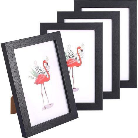 Set di 4 piccole cornici portafoto in legno nero BOED, 10 x 15 cm, da appendere al muro o da utilizzare come decorazione da tavolo. (1/5)