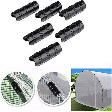 20 PCS Jardin Bâtiments Tube Clip, Clips en Plastique pour Serre Film Clip Tube Serrage Connecteur Kit, pour Serre Bannière Cadre Abris Noir 19mm (1/5)
