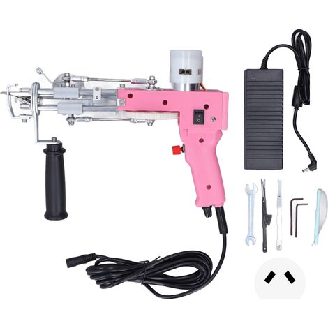 Pistolet à touffeter 2 en 1 DIY réglable vitesse flexible machine à tapis électrique 100-240V rose prise AU (1/5)