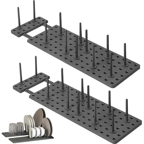 Rangement Casserole Tiroir Cuisine, Rangement Poele 40-54 cm 2 Pièces avec 24 Tiges Réglables, Porte Couvercle Cuisine pour Ranger Casseroles, Poêles, Couvercles et Vaisselle (1/5)