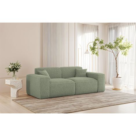 Sofa Designersofa CELES PREMIUM 2-Sitzer in Stoff Sven Hellgrün (1/4)