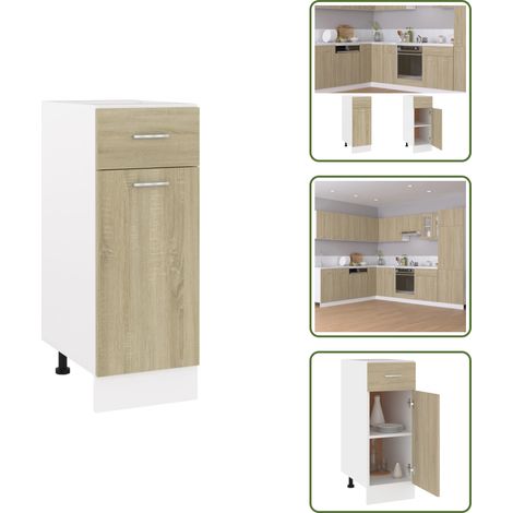 The Living Store Armoire à tiroirs inférieure "Lyon" Chêne Sonoma 30 x 46 x 81,5 cm Bois d'ingénierie - Rangement cuisine (1/5)