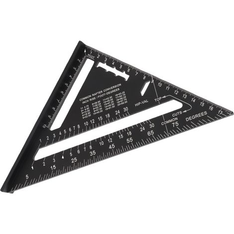 Équerre de menuisier triangulaire 7 pouces en aluminium, angle de 90° et 45°, outil de mesure portable pour le travail du bois et le bricolage (1/5)