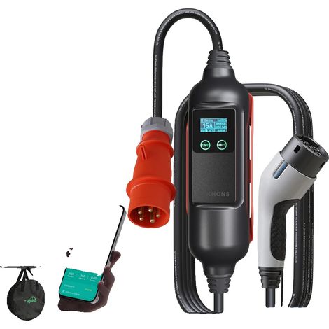 Chargeur EV Portable, 11KW de Puissance, Contrôle Intelligent par APP, Adaptateur 11KW et 16A, TYPE2-a (1/2)