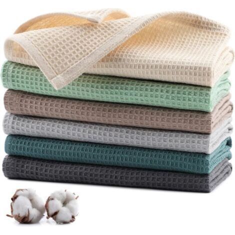 Lot de 6 Torchons de Cuisine Coton, Serviettes de Cuisine 35 x 35 cm, Torchon à Vaisselle Doux et Absorbants, Lavable en Machine, pour la Vaisselle, Les Déversements-Multicolore (1/5)