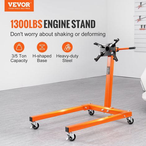 Support Moteur d'Atelier 590 kg Stand de Moteur en Acier Mobile et Verrouillable Lève-Moteur Rotatif 360° 6 Points d’Ancrage Réglab… (1/5)
