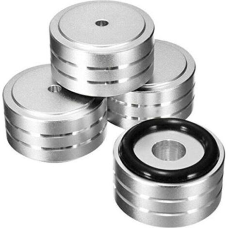 Lot de 4 pieds isolants en aluminium pour haut-parleur Hi-Fi, 40 x 20 mm, pour platine vinyle (argent) (1/4)
