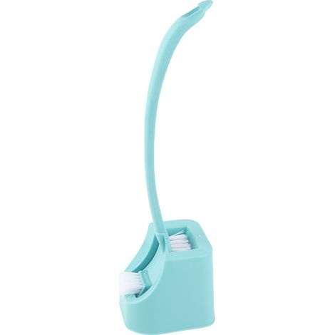 Scopa per WC creativa con supporto, a doppia faccia, stile europeo, set per il bagno, blu
