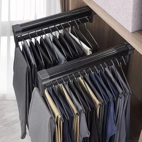 Stück ausziehbare Kleiderstange zum Aufhängen von Kleiderbügeln - Verstellbare Teleskopstange (292 mm, schwarz)