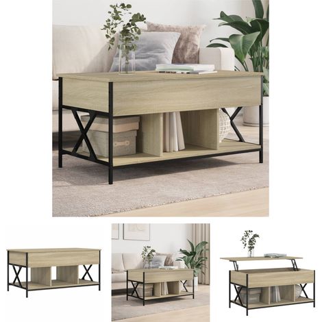 The Living Store Couchtisch Sonoma-Eiche 100x55x50 cm Holzwerkstoff und Metall - Couchtische (1/5)