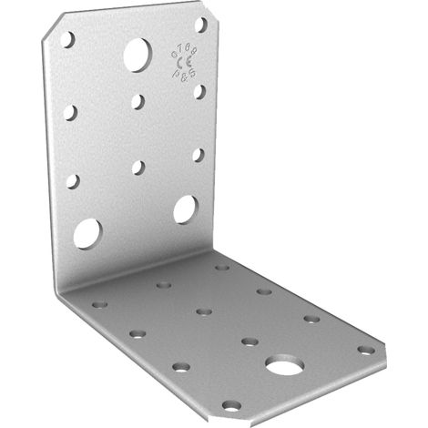 Connecteur d'angle en acier 90x90x65mm, épaisseur 2,5mm, perforé, pour assemblage 64109025 (1/2)