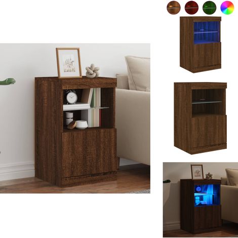 Buffet avec lumières LED chêne marron 41x37x67 cm - Buffet Design Moderne - Meuble Rangement - Luminaire Led Rgb - Décoration Intérieur - Armoire Murale (1/5)