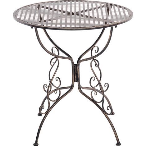 CLP – Table de jardin ronde en fer forgé Amanda – Style rustique – Hauteur 74 cm – Largeur 70 cm – Profondeur 70 cm – Design nostalgique (1/5)