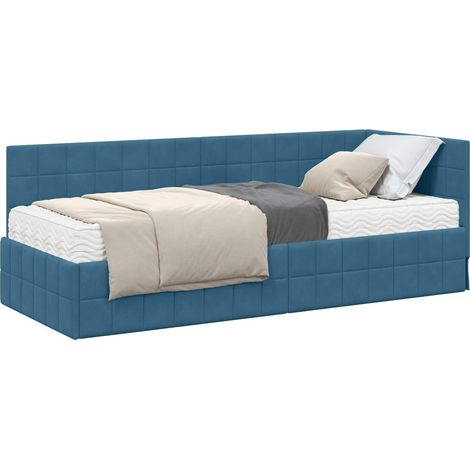 Maison Exclusive - Struttura Letto Angolare con Materasso 2 pcs Blu Velluto (1/5)