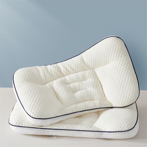 Oreiller Cervical - Mousse à Mémoire de Forme - Pour Sommeil Sur le Côté Dos ou Ventre - 50 x 30 x 4 cm - Blanc - 1 Pièce
