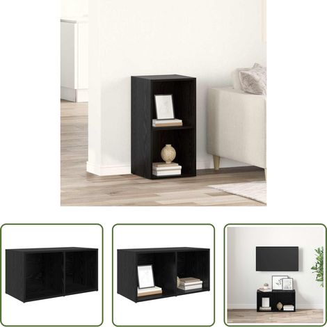 vidaXL Étagères murales - Ensemble meuble TV Noir 72 x 35 x 37 cm Bois d'ingénierie (1/5)