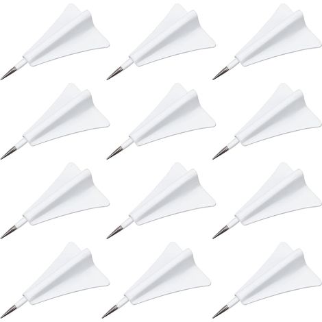 CCYKXA box of 12 white airplane-style push pins, decorative tacks for wall drawings, bulletin boards, maps, photos, corkboards, message boards, home office supplies (1/5)