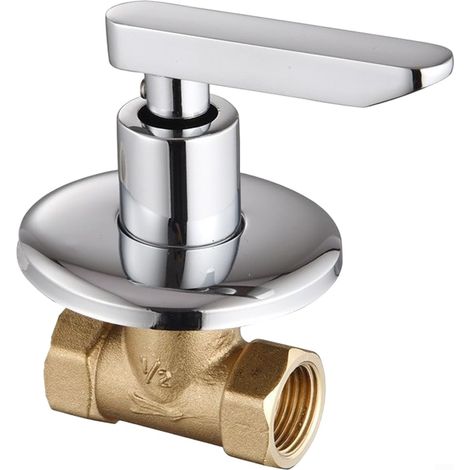 Verdecktes Duschventil aus Kupfer, schnell öffnender Wandhahn, für Badezimmer und Solaranlagen, silberfarbene Oberfläche mit pflegeleichtem Design (1/2)