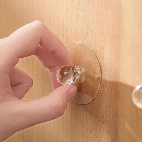 4er-Pack selbstklebende Schrankgriffe aus klarem Kristall mit selbstklebenden Schubladengriffen, Toilettengriffen, Glasfensterschrank-Schiebetürgriffen (1/4)