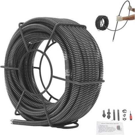 20 m lange Rohrreinigungsspirale, Ø 16 mm mit Aufbewahrungsständer, Abflussspiralen für Rohrreinigungsgeräte, Abflussreiniger - (1/5)