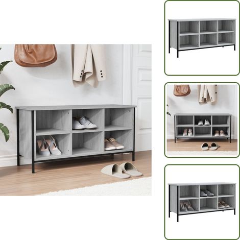 Schuhregal Grau Sonoma 100x35x50 cm Holzwerkstoff - Schuhregal - Schuhschrank - Holzwerkstoff Regal - Garderobe - Einbauschrank (1/5)