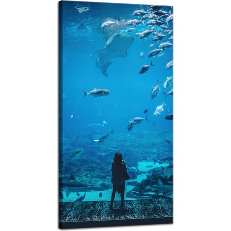 Impression sur toile « Personnes Aquarium » 40x80 cm