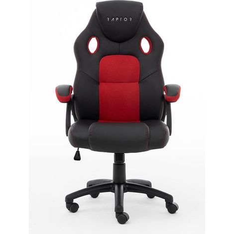 Raptor-Gaming GS-40 Sedia da Gaming Nera e Rossa Confortevole