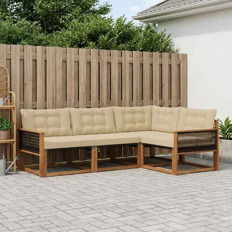 vidaXL Outdoor-Sofagarnitur mit Kissen 4 pcs Natur und Beige (1/5)