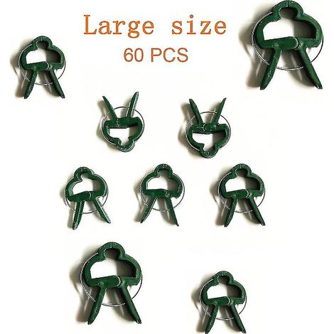 Lot de 20 supports, pinces et attaches réutilisables pour plantes de jardin, légumes et fleurs. Lot de 60 pièces neuves. (1/5)
