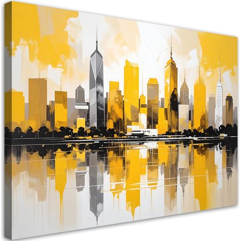Tableau déco Bâtiments urbains modernes jaune 90x60 (1/4)