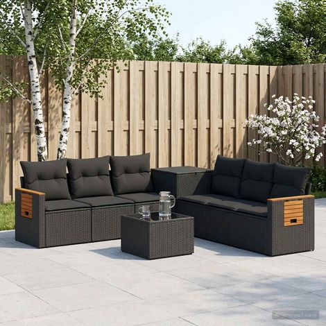 vidaXL Set di divani 8 pz Nero Rattan sintetico e Acciaio (1/5)