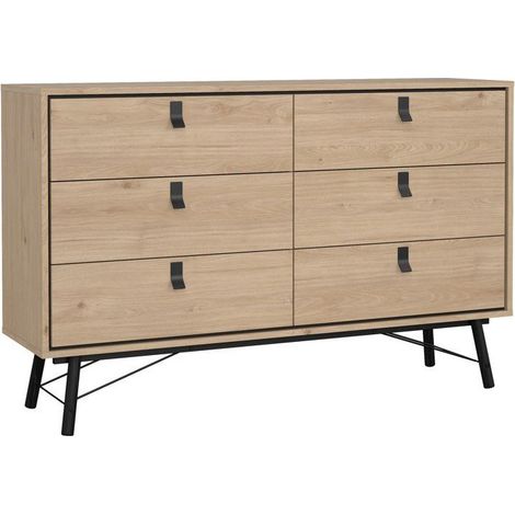Commode RY - 6 Tiroirs - Décor Chene - L150,3 x P40,1 x H94,8 cm (1/3)