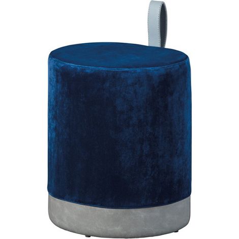 Pouf Design en Velours à Poignée "Laly" 43cm Bleu (1/3)