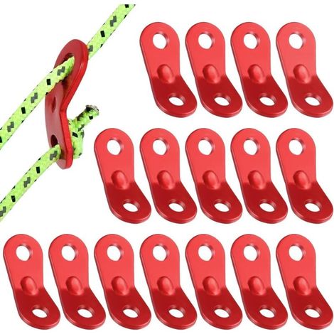 Tensor de cuerda KZQ, 16 piezas de aleación de aluminio para camping, tensor de cuerdas, ajustador de cuerda, tensor de tienda, ajustador de hebilla de cuerda para lona de tienda, senderismo (1/4)