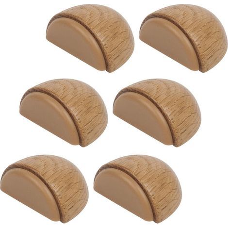 Lot de 6 Butée de Portes - Arrêt de Porte Adhesive en Bois pour Sol et Parquet – Stop Porte Adhésif - Butoir de Porte (Chêne Naturel) (1/4)