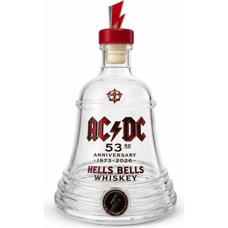 Carafe à whisky en verre en forme de cloche AC/DC avec bouchon en forme d'éclair, bouteille d'alcool style rock, objet de décoration pour bar. (1/5)