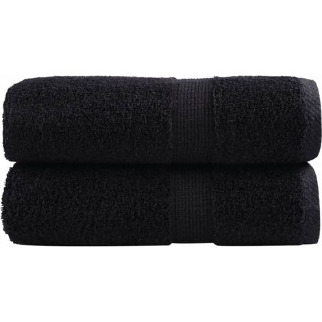 Serviettes d'invités haut de gamme SOLUND, lot de 2, noires, 30 x 50 cm, 600 g/m²