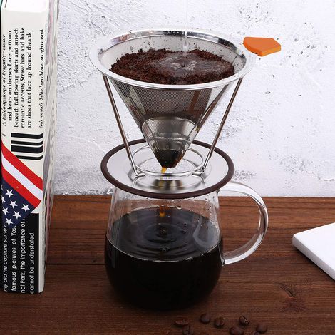 Wiederverwendbarer Kaffeefilter aus Edelstahl mit Sieb (125 mm) (1/5)