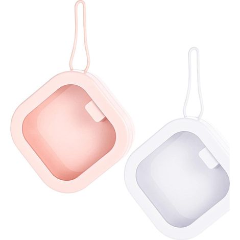 Boîtes de rangement - Lot de 2 - Organisateur d'accessoires pour cheveux - Organisateur compact de bureau et de voyage - Cadeau pour filles (Rose/Blanc) (1/5)